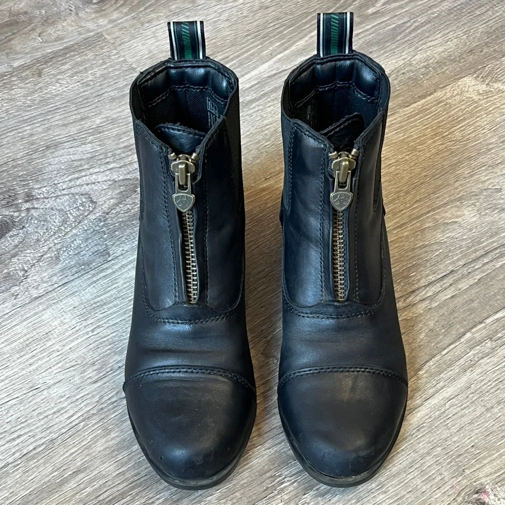 Ariat Kids Heritage IV Paddock Boots Black Leather Front Zip US 13 Riding Boots